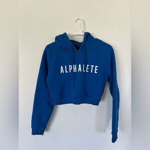 Alphalete Blue Cropped Womens Hoodie Sweatshirt Size XS